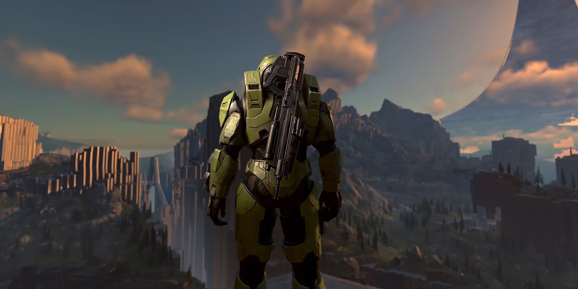 Halo Infinite - Master Chief Looking Out At The Open World In Front Of Him