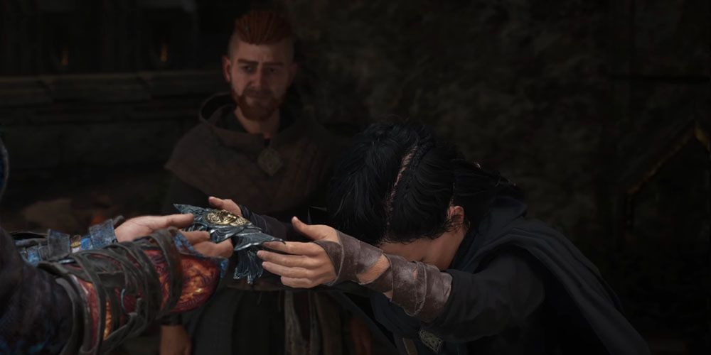 Havi receives the Hugr-Ripp from Sigrujn in Assassin's Creed Valhalla Dawn of Ragnarok 