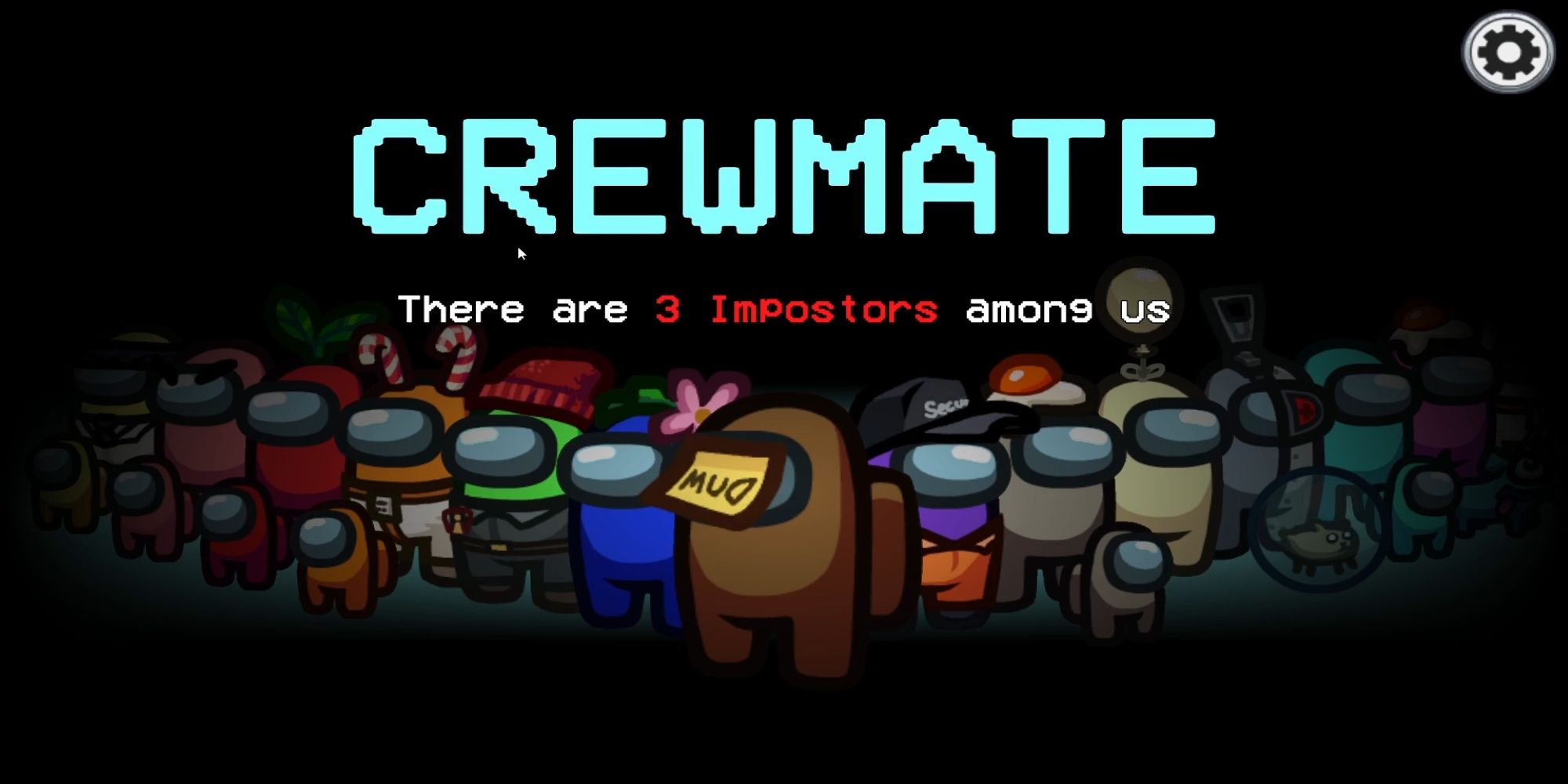 A screenshot of Among Us, in which you're warned that there are three impostors in your group.