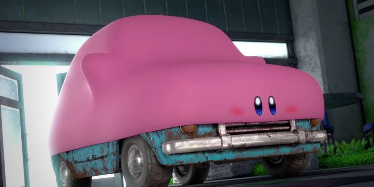 Kirby and the Forgotten Land mouthful mode car screenshot