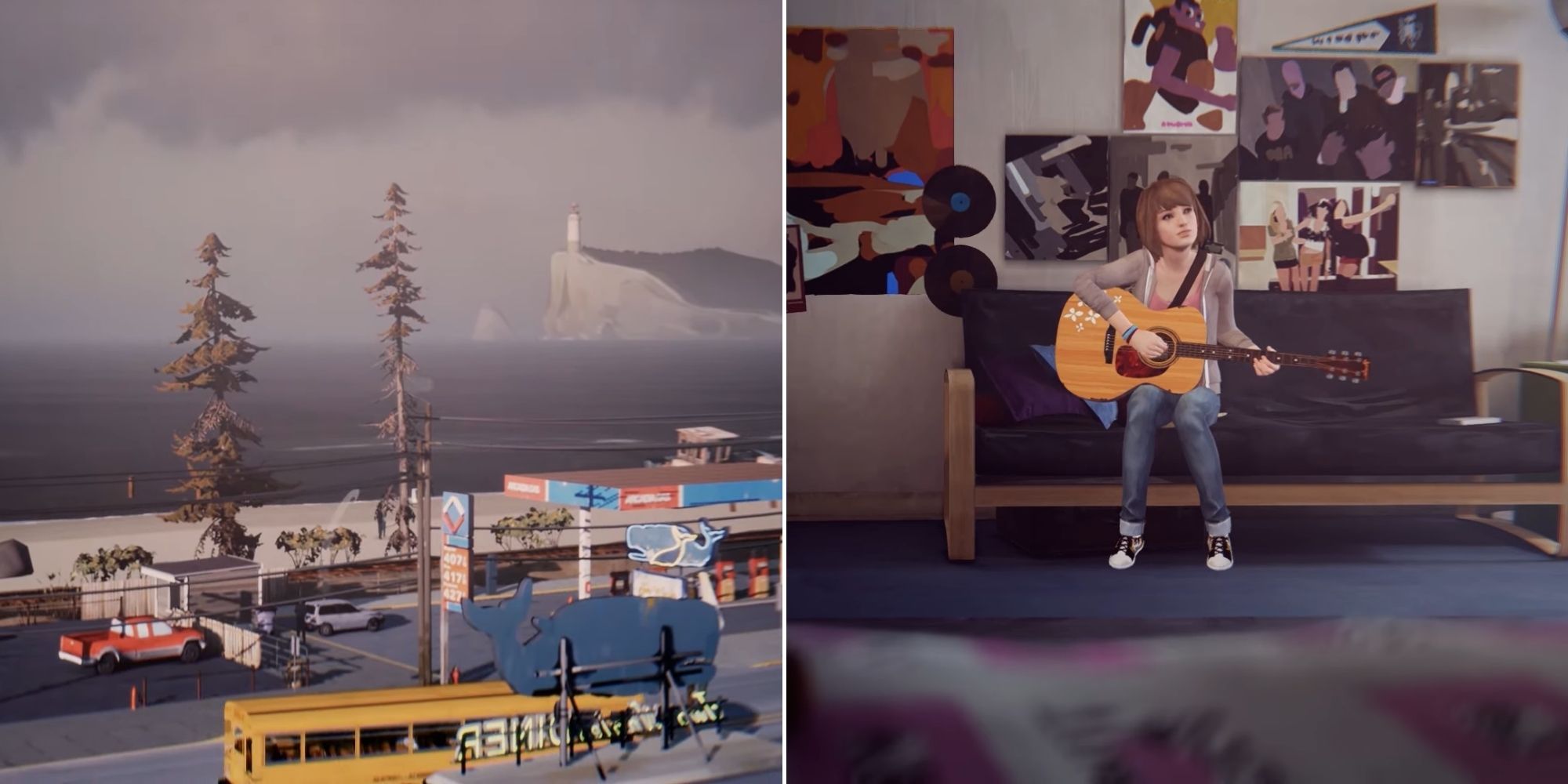 Life Is Strange Remastered Collection - The seaside scenic shot -  Max playing her guitar