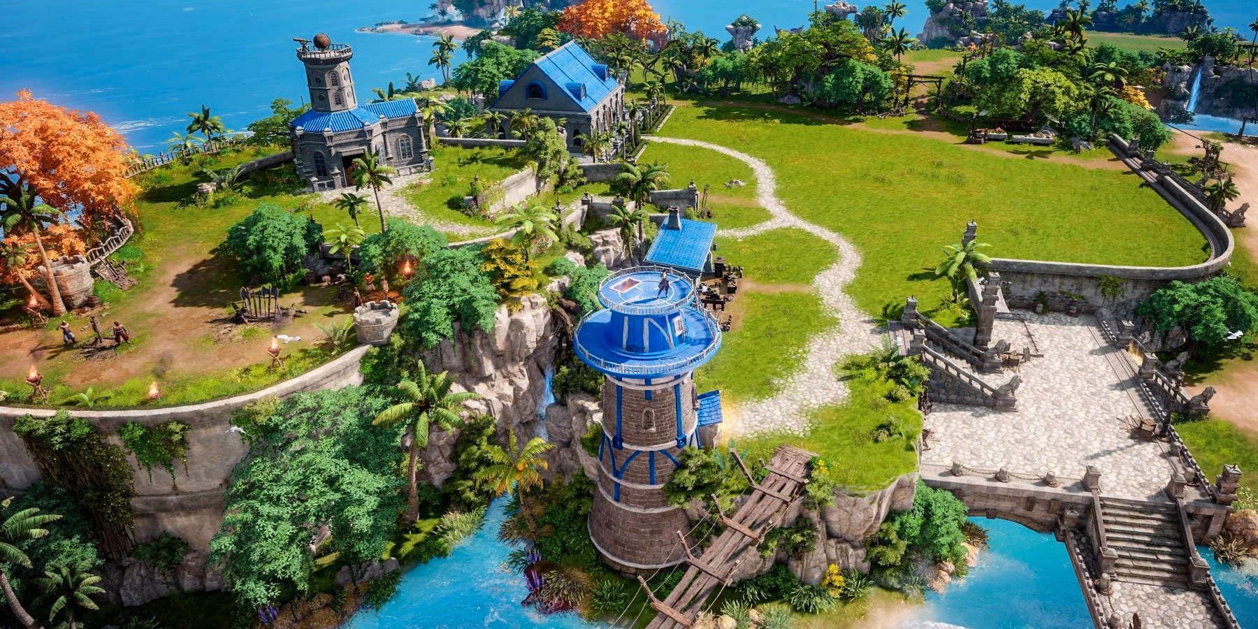 Lost Ark aerial view of Stronghold surrounded by water
