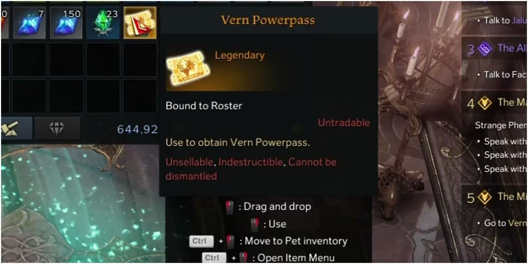 Lost Ark Vern Powerpass in-game item description