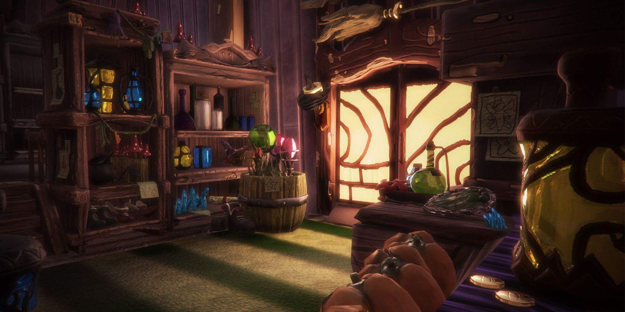 Magic Shop filled with potions, books, and flying brooms