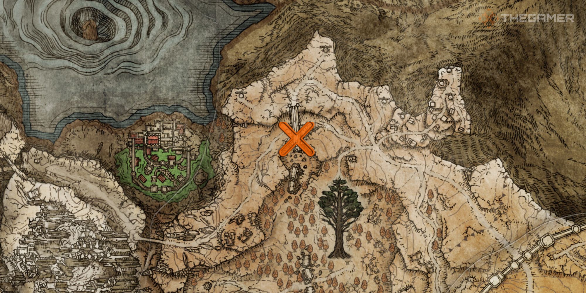 Map showing Brother Corhyn's third location at Goldmask's position in Elden Ring