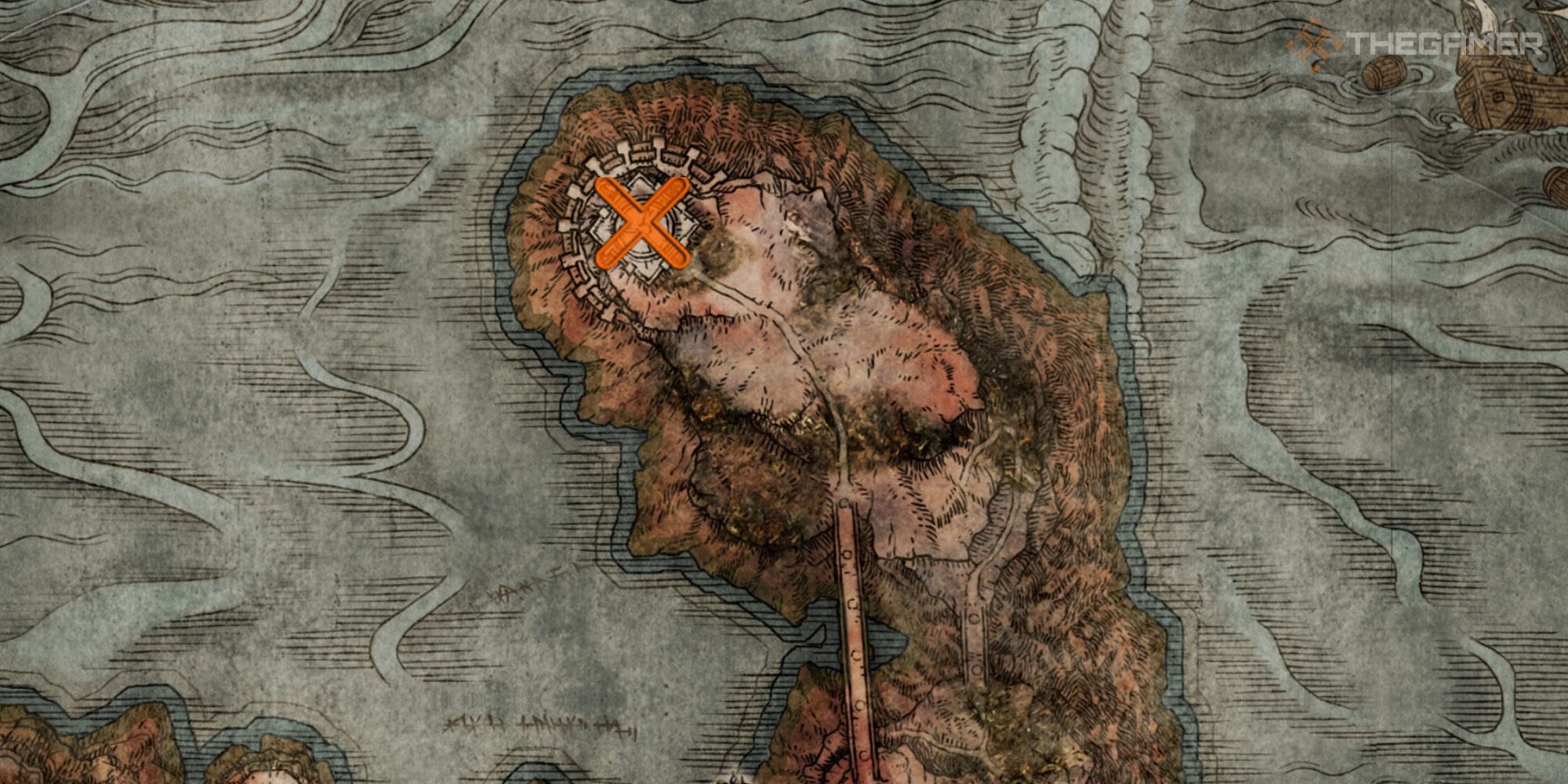 Map showing the location of Gurranq, Beast Clergyman, within the Caelid region of Elden Ring