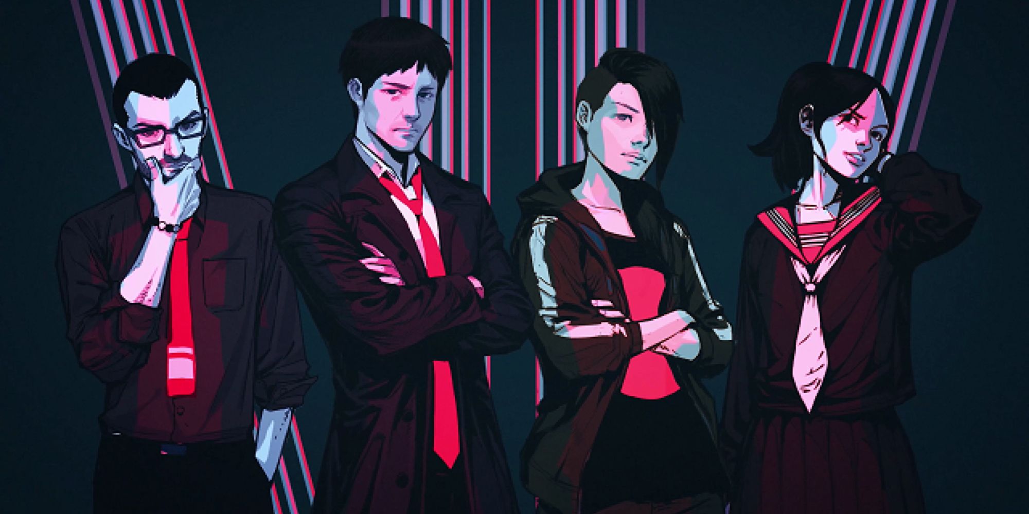 promotional art for the Ghostwire: Tokyo Prelude featuring multiple characters including the protagonist KK and Rinko