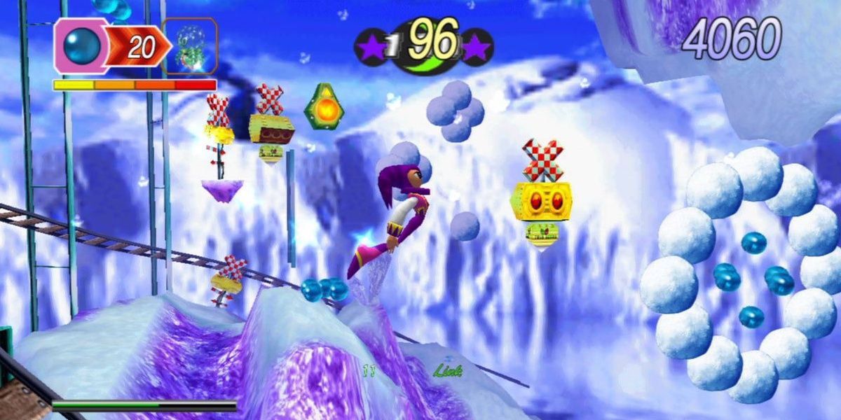 A 2D platforming section of Nights Into Dreams 