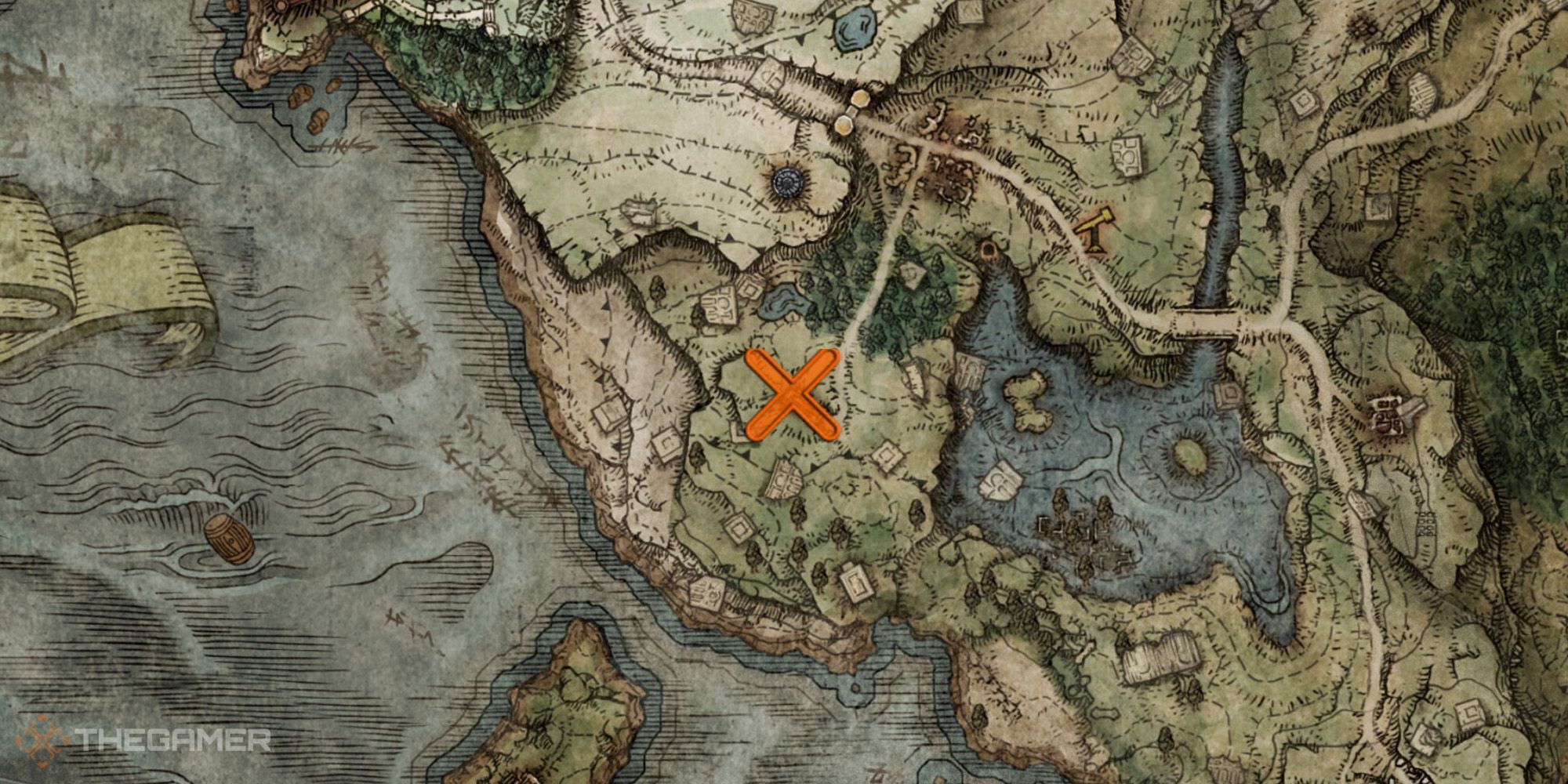 Elden Ring map showing the location of Nomadic Warrior's Cookbook [1]