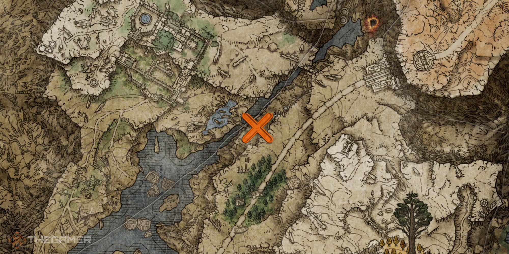 Elden Ring map showing the location of Nomadic Warrior's Cookbook [13]