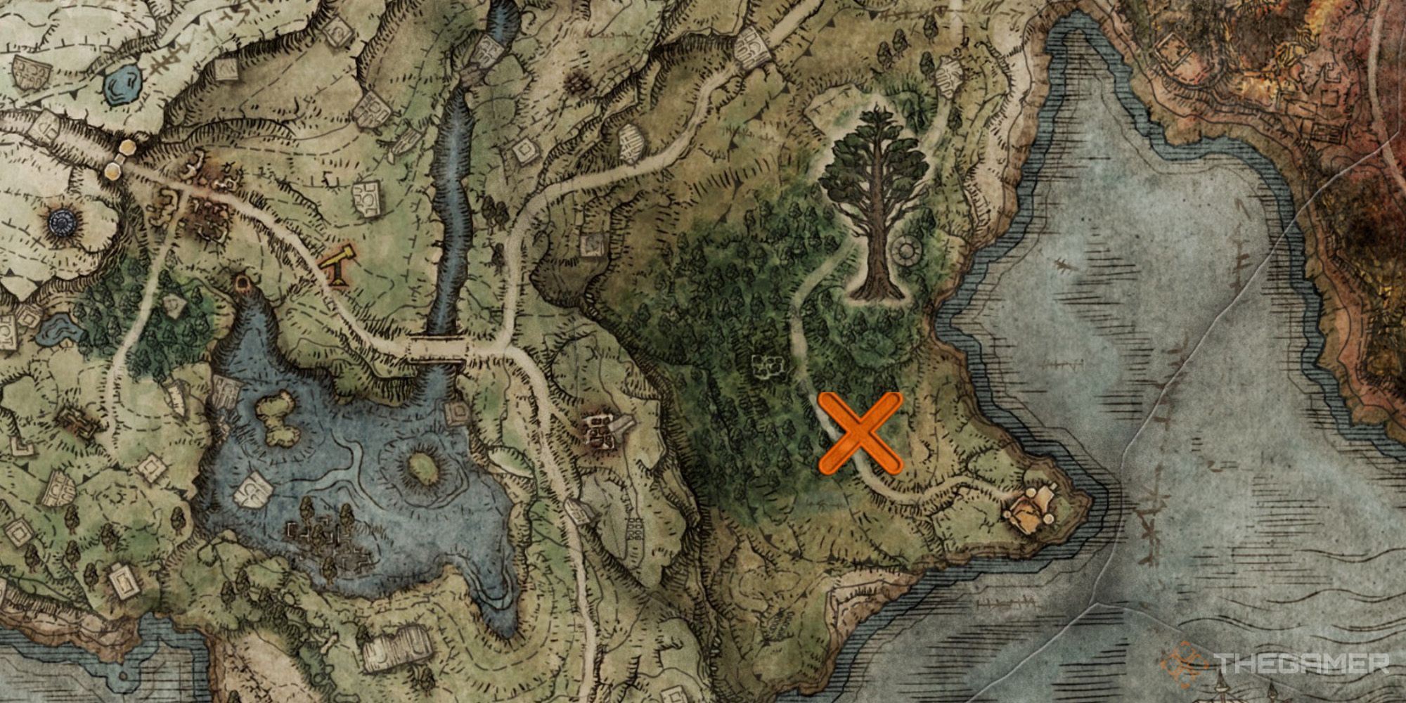 Elden Ring map showing the location of Nomadic Warrior's Cookbook [5]