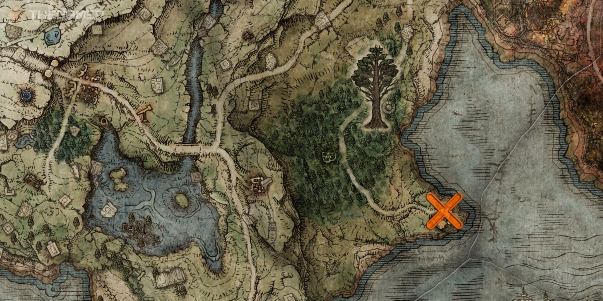 Elden Ring map showing the location of Nomadic Warrior's Cookbook [6]