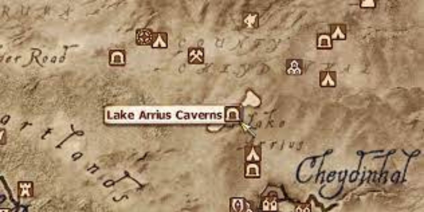 The Lake Arrius Caverns location on the world map