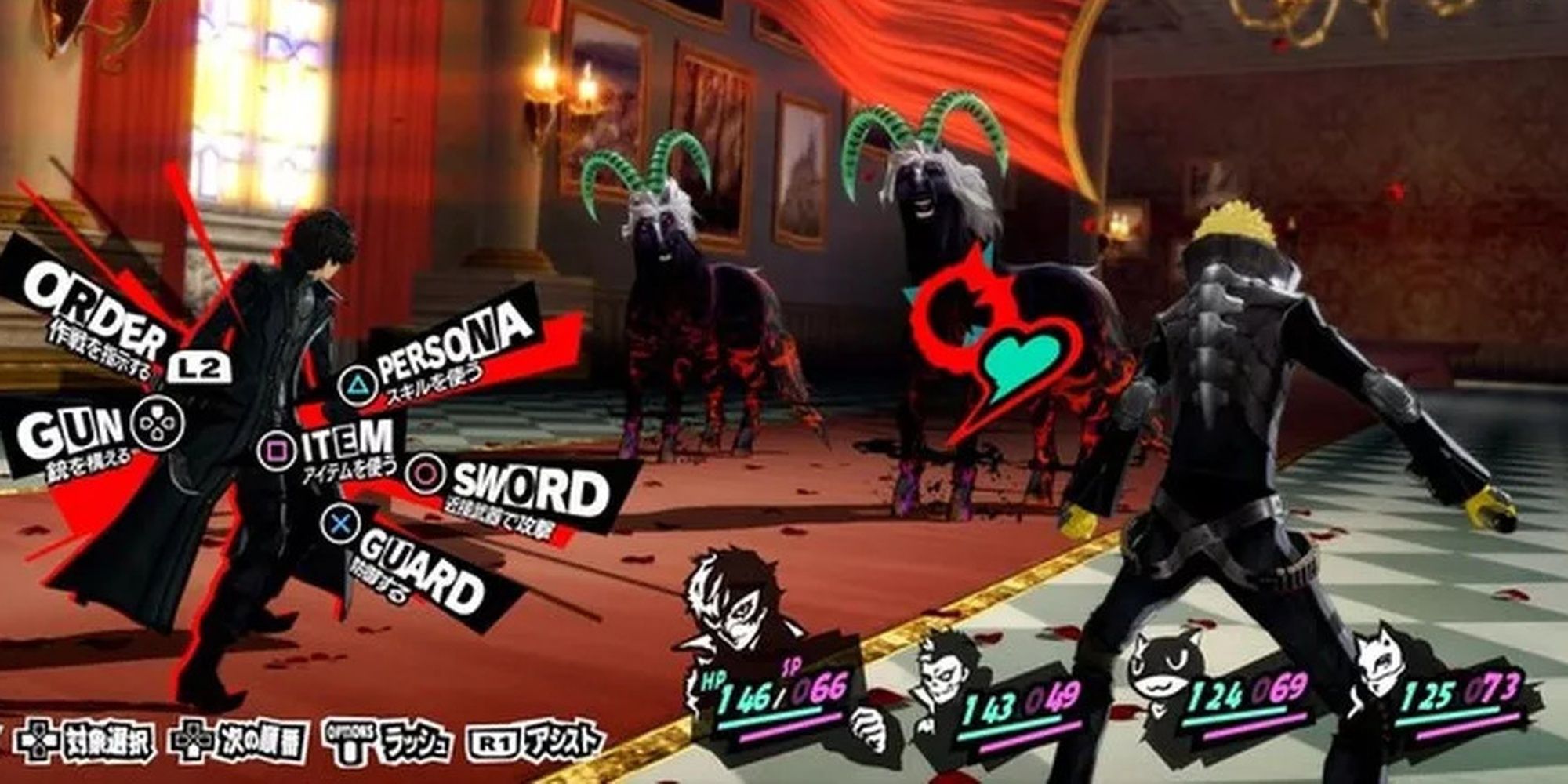 Player's party in combat in Persona 5