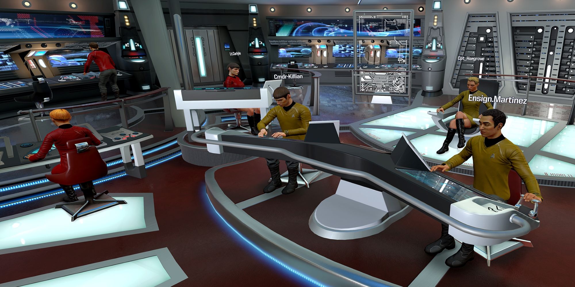 Players On The Bridge Of The U.S.S. Aegis In Star Trek Bridge Crew