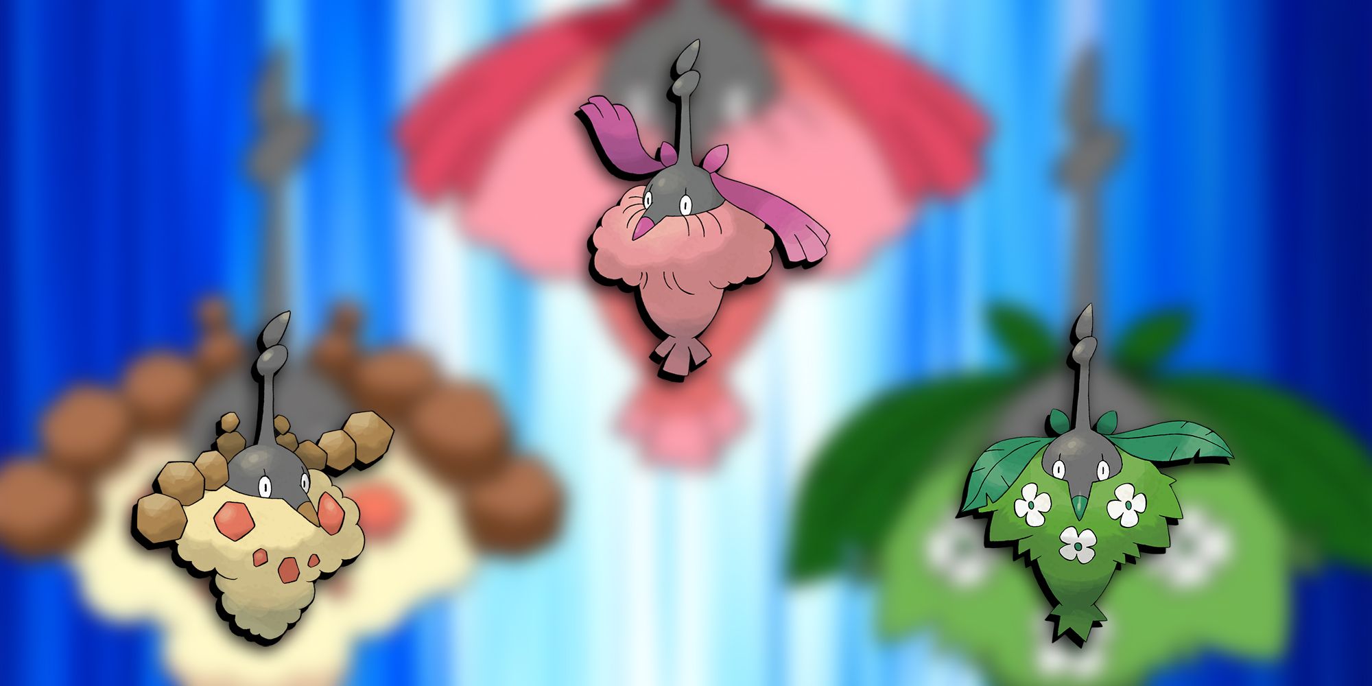 Pokemon - All Three Wormadam Forms Overlaid On Image of Wormadam from Pokemon Anime