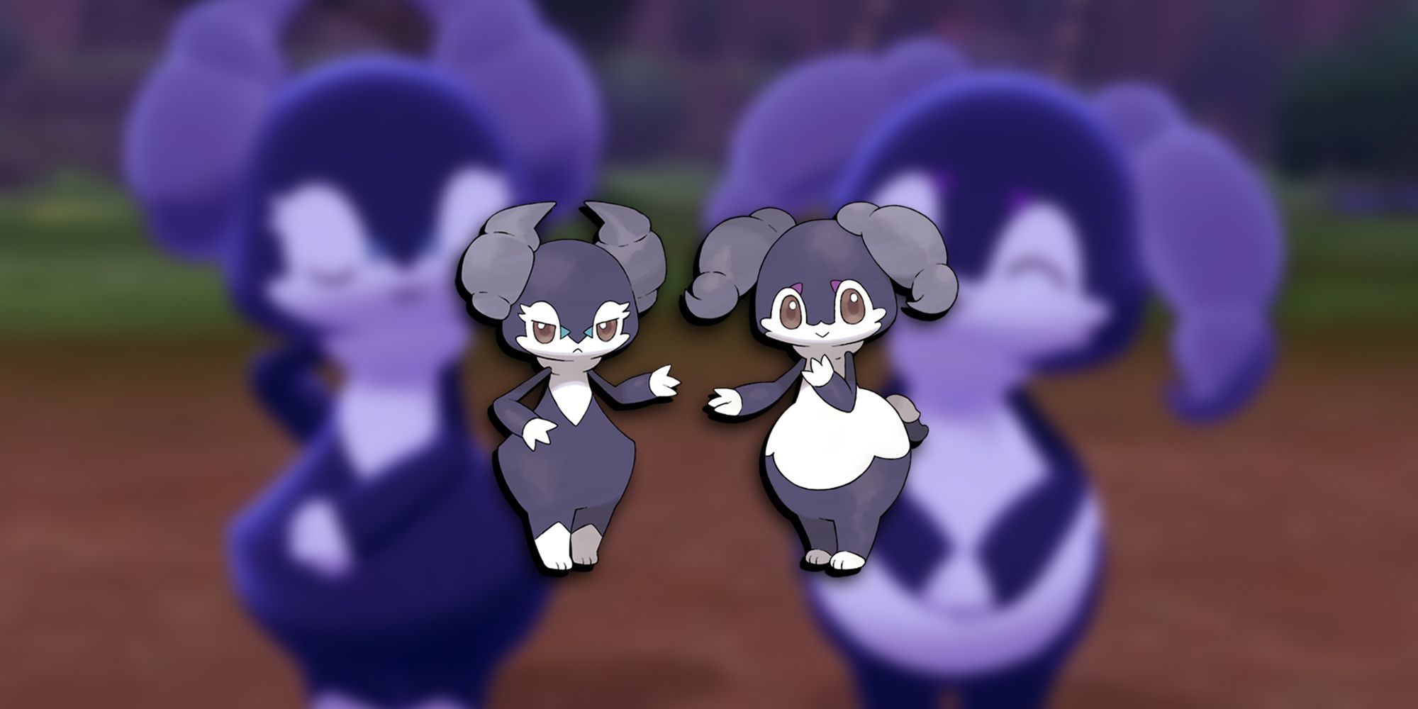 Pokemon - Both Indeedee Forms Looking Very Cute In Pokemon Sword And Shield With Their Official Art PNGs Overlaid On Top