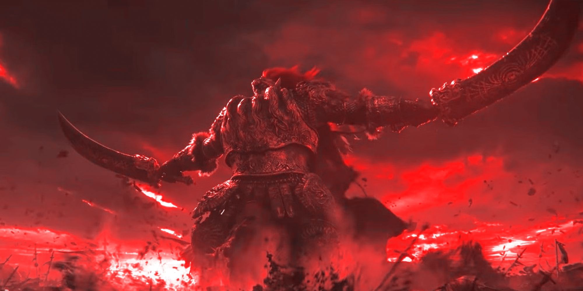 Radahn shot of boss surrounded by red