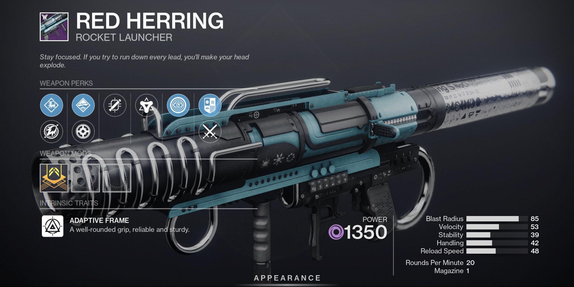 Red Herring weapon menu