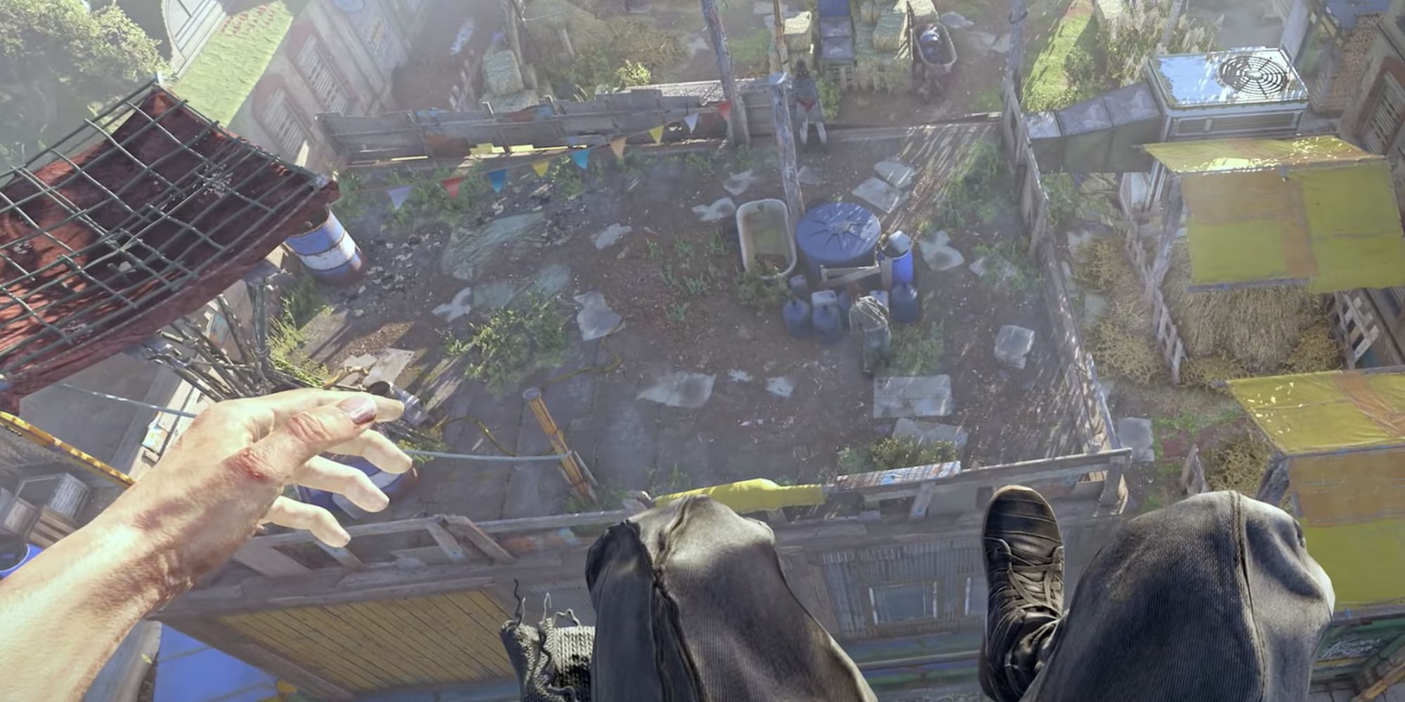 Dying Light 2 screenshot Aiden jumping on roof