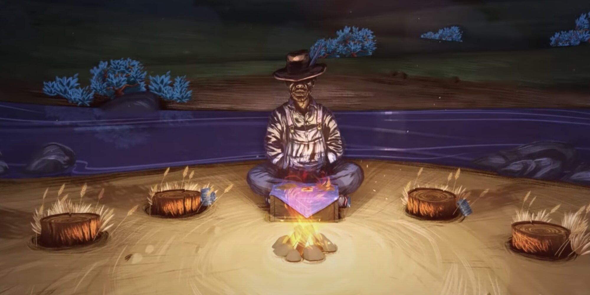 Screenshot of campfire in Where The Water Taste Like Wine Trailer