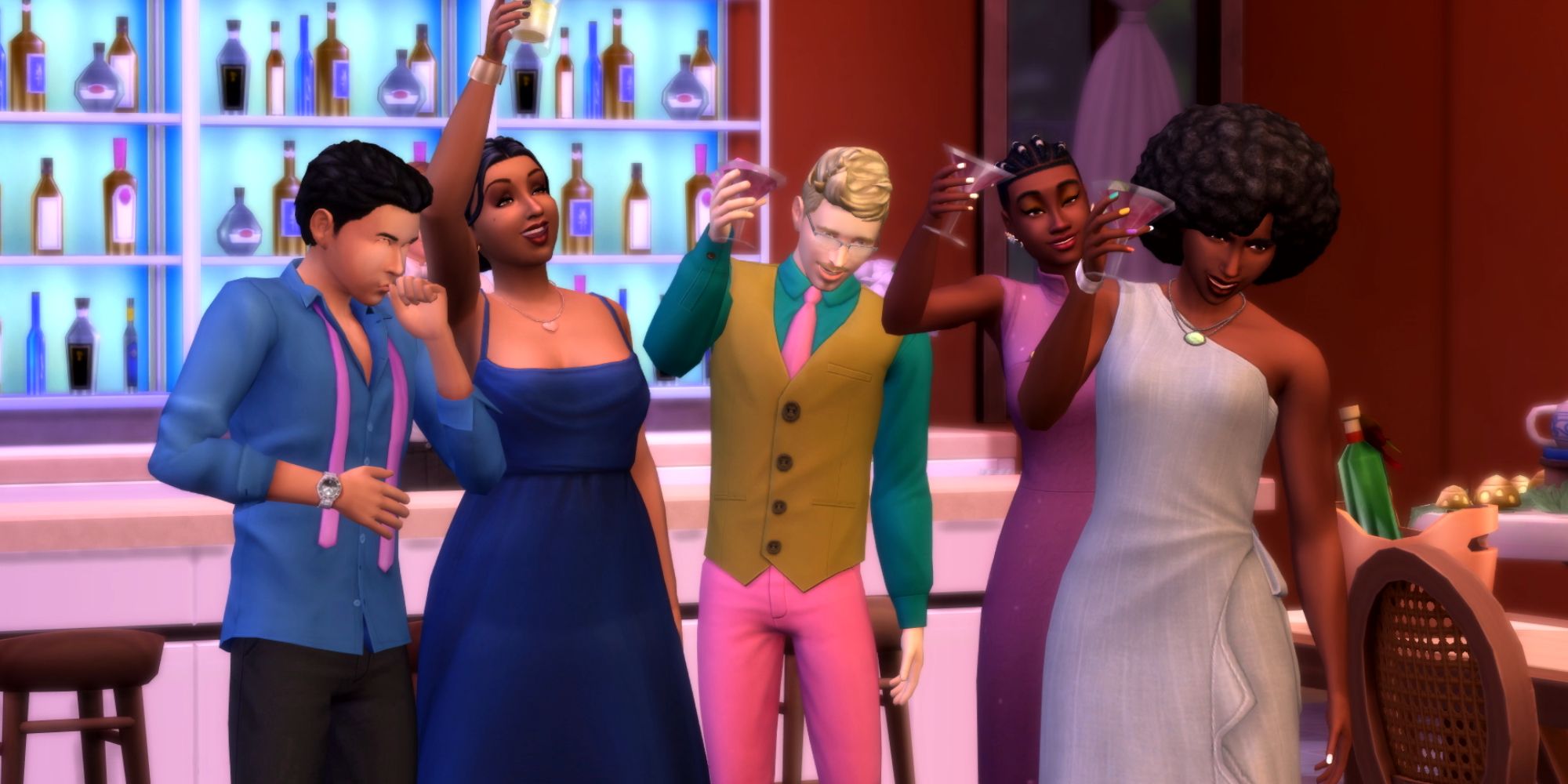 Sims 4 Sims toasting at a wedding