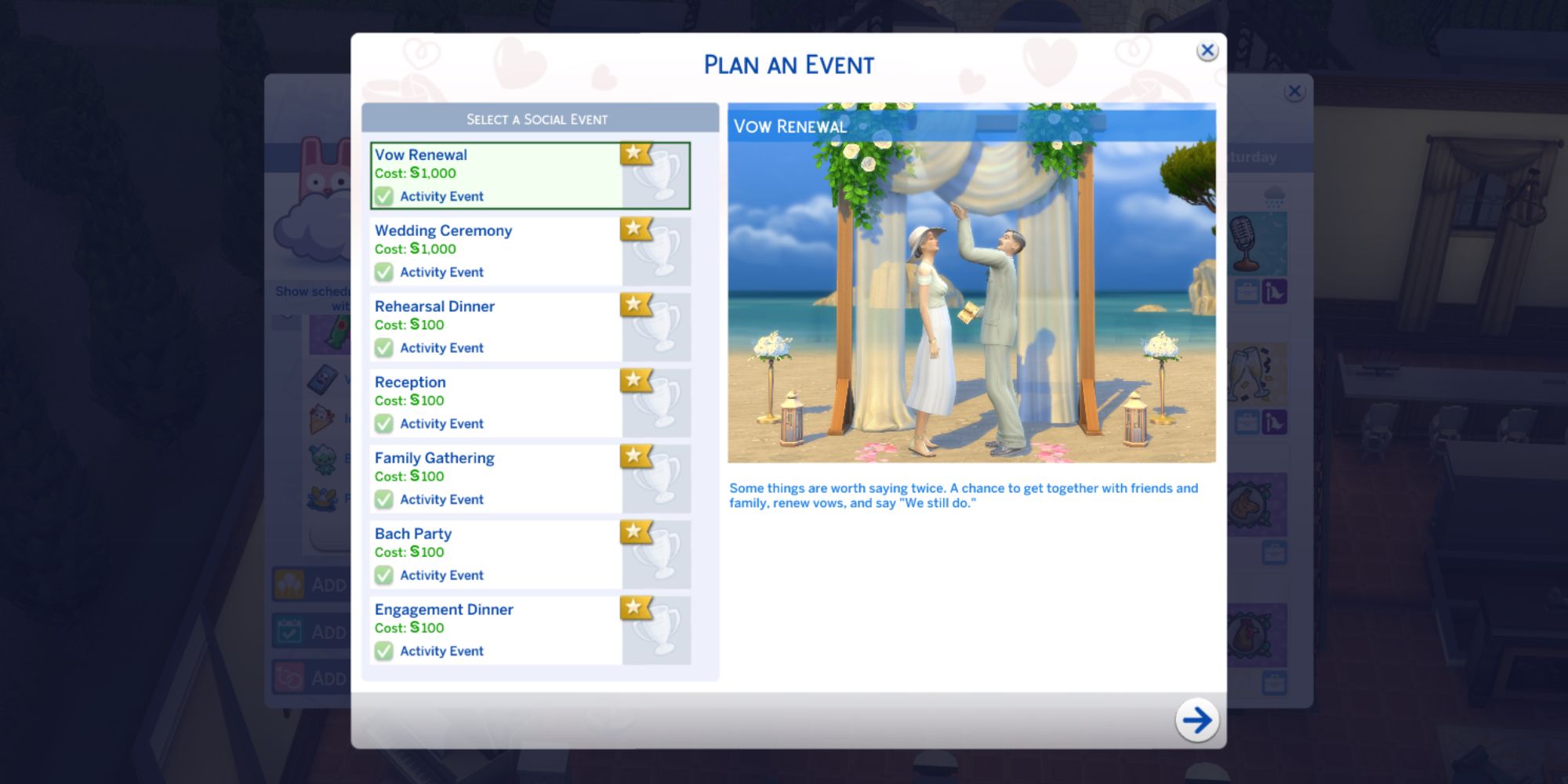 Sims 4 weddings all events