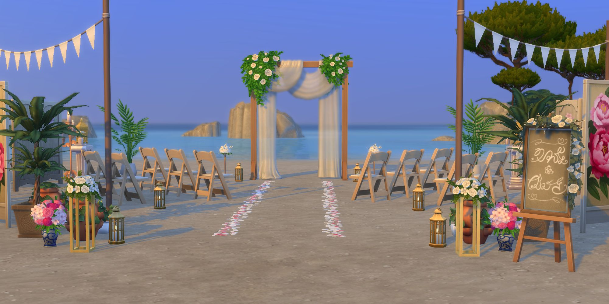 Sims 4 weddings beach aisle and seating