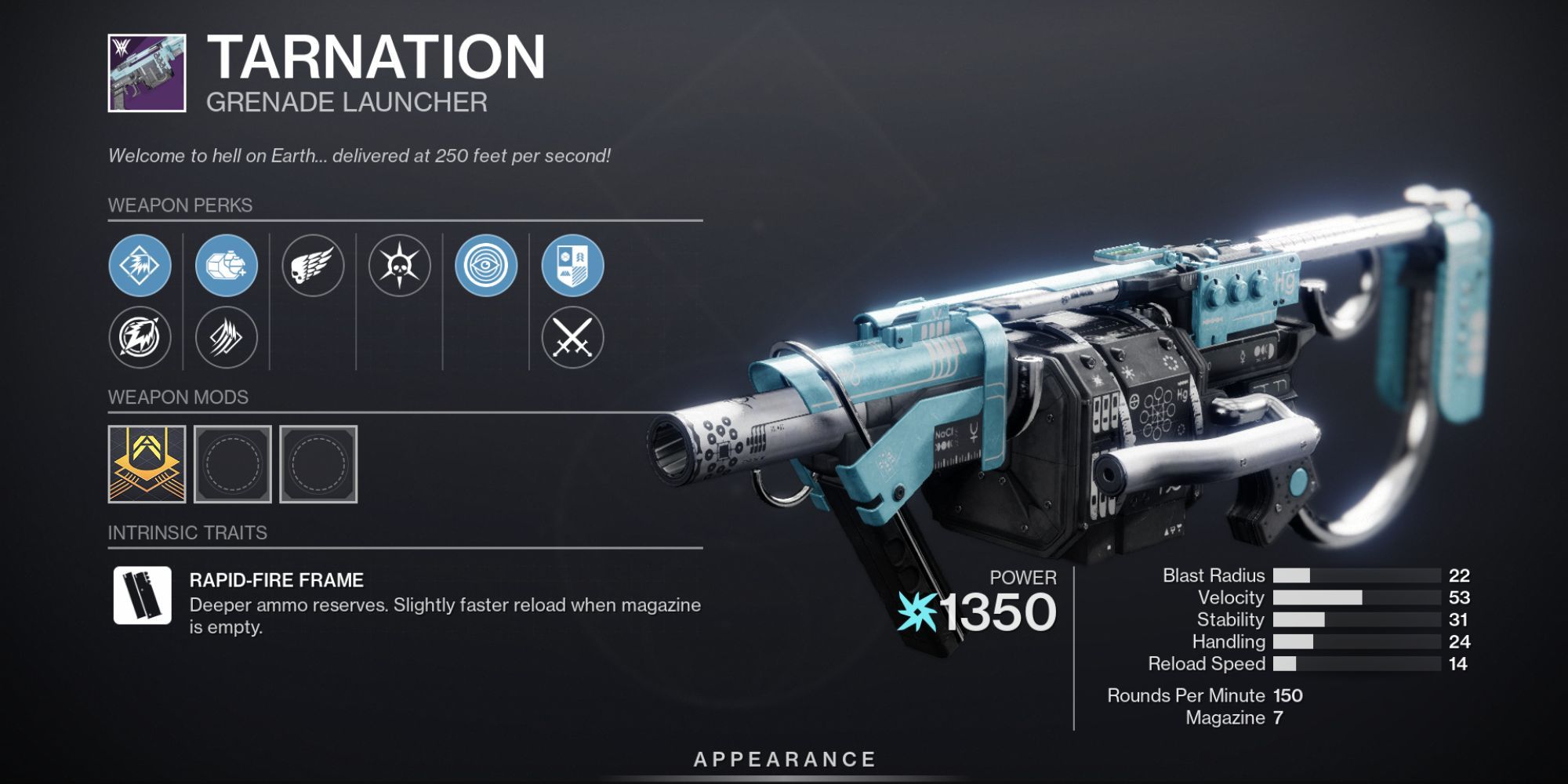 Tarnation weapon menu