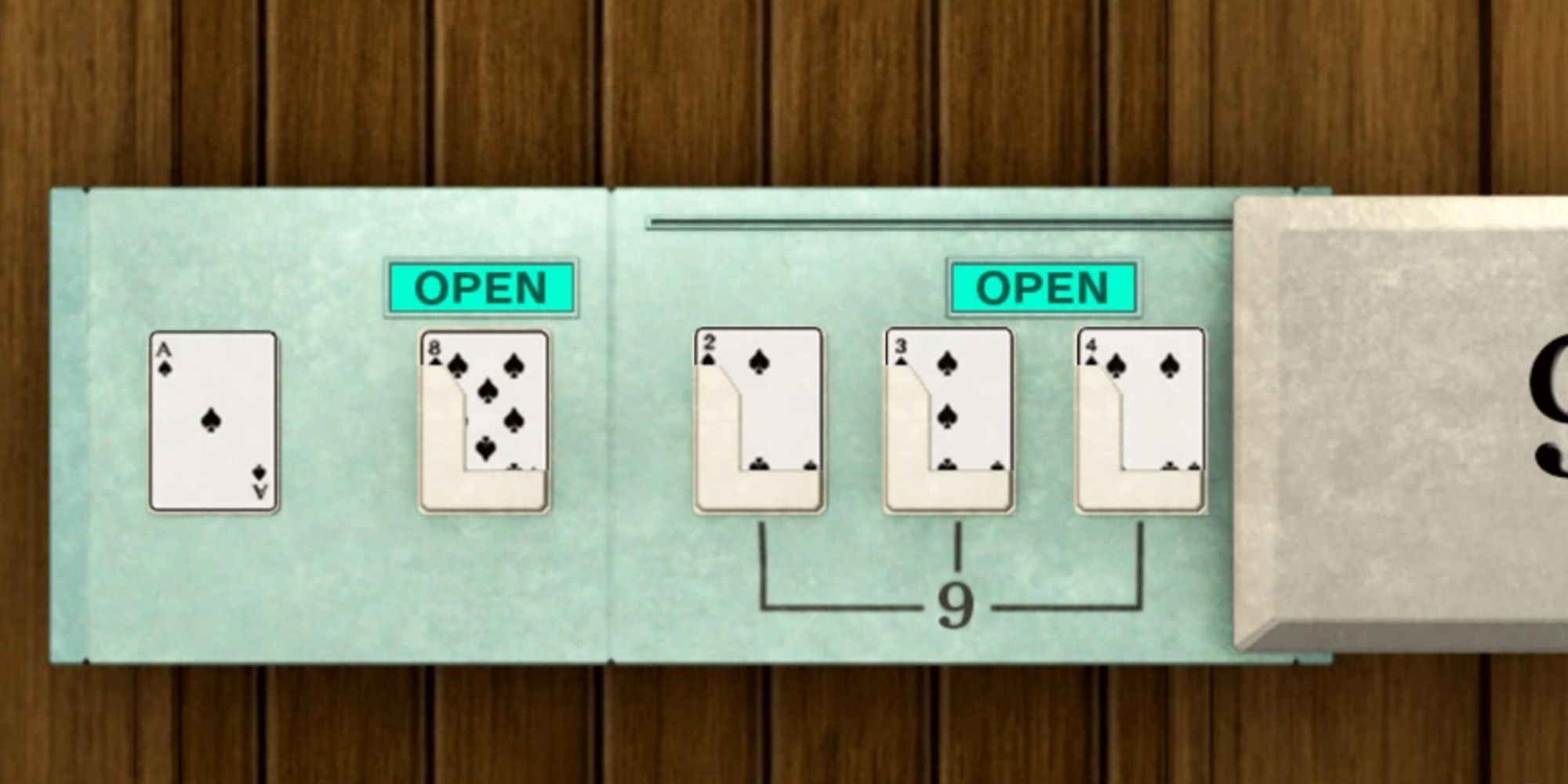 The Final Puzzle of the Casino Room. Entering The Final Three Cards Allows You To Escape The Room and Progress Forward