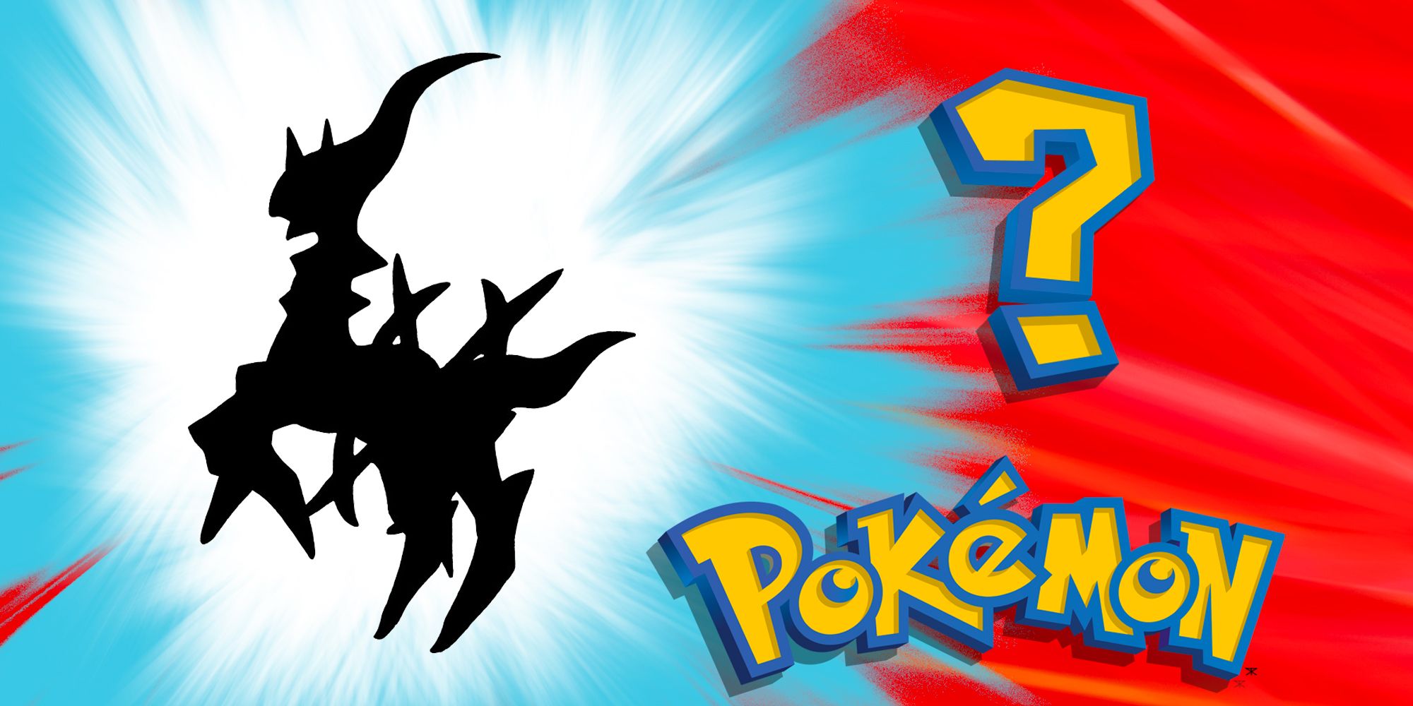 The Silhoutee of Arceus, the God of All Pokemon, on the Classic Who's That Pokemon Background