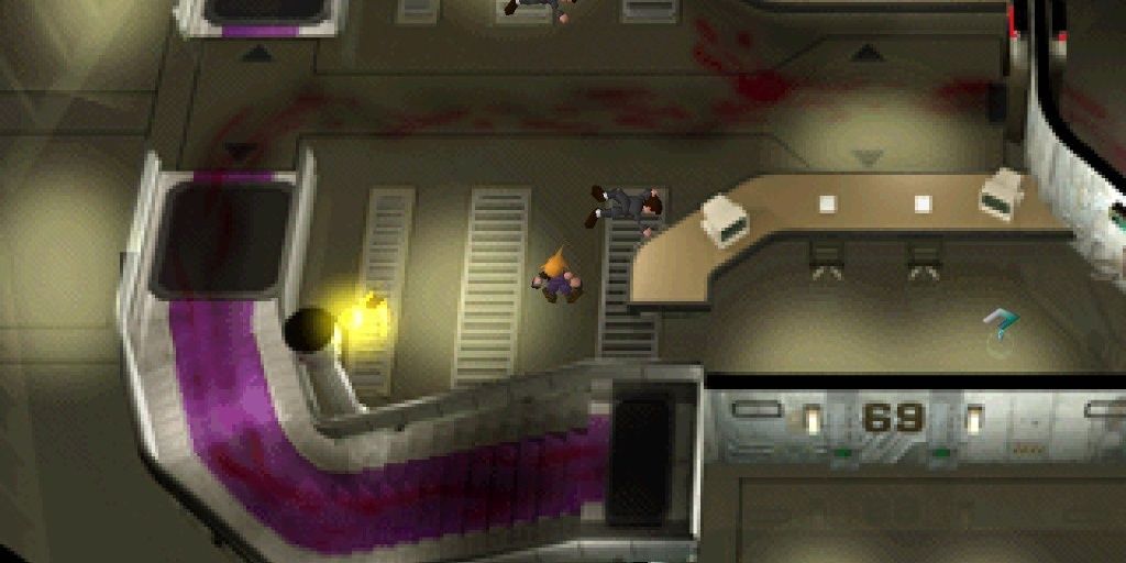 The infamous Shinra blood trail in Final Fantasy 7