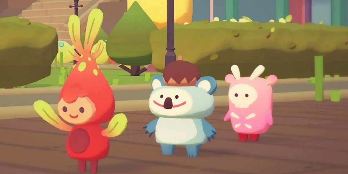 Three Ooblets standing together in a row. From front to back, Gubwee, Kingwa and Skuffalo