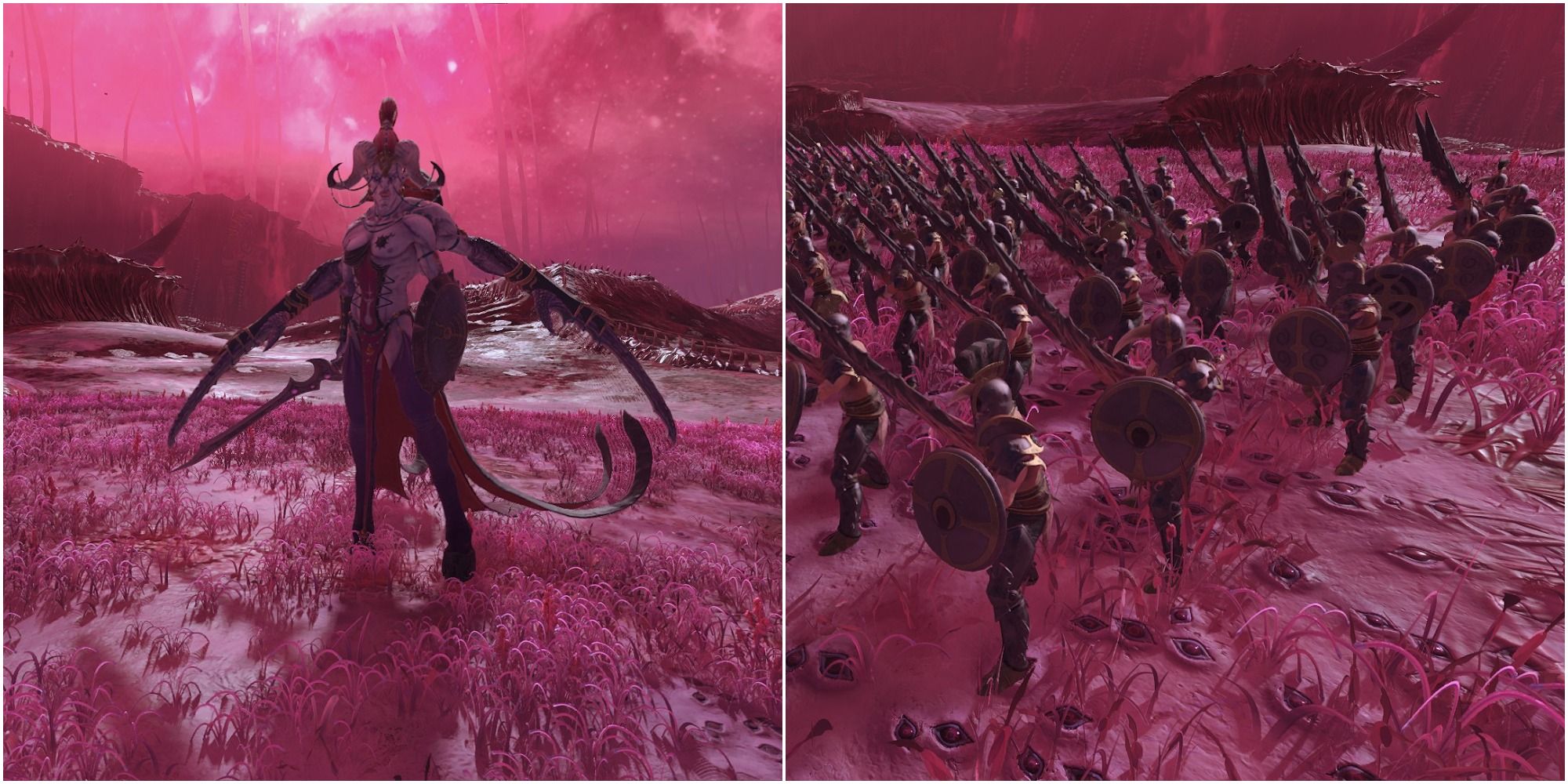 Total War Warhammer 3 Slaanesh B-Tier showing Keeper of Secrets and Marauders of Slaanesh (Spears)