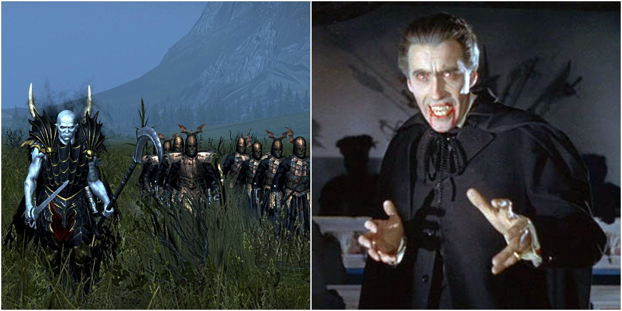 Total War Warhammer Vampire Counts showing Mannfred von Carstein and Christopher Lee as Dracula