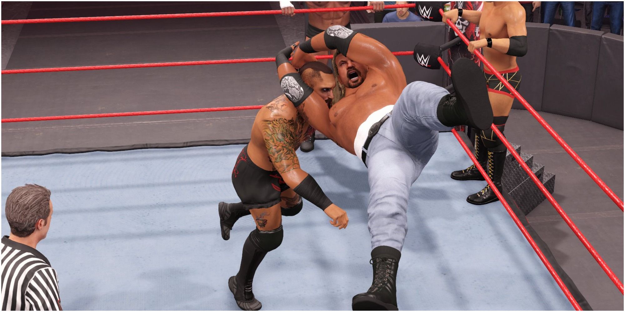 WWE 2K22 DDP hitting the Diamond Cutter