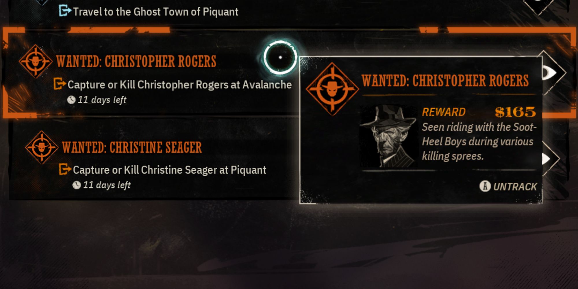 Weird West Screenshot Of Bounties In Objective List