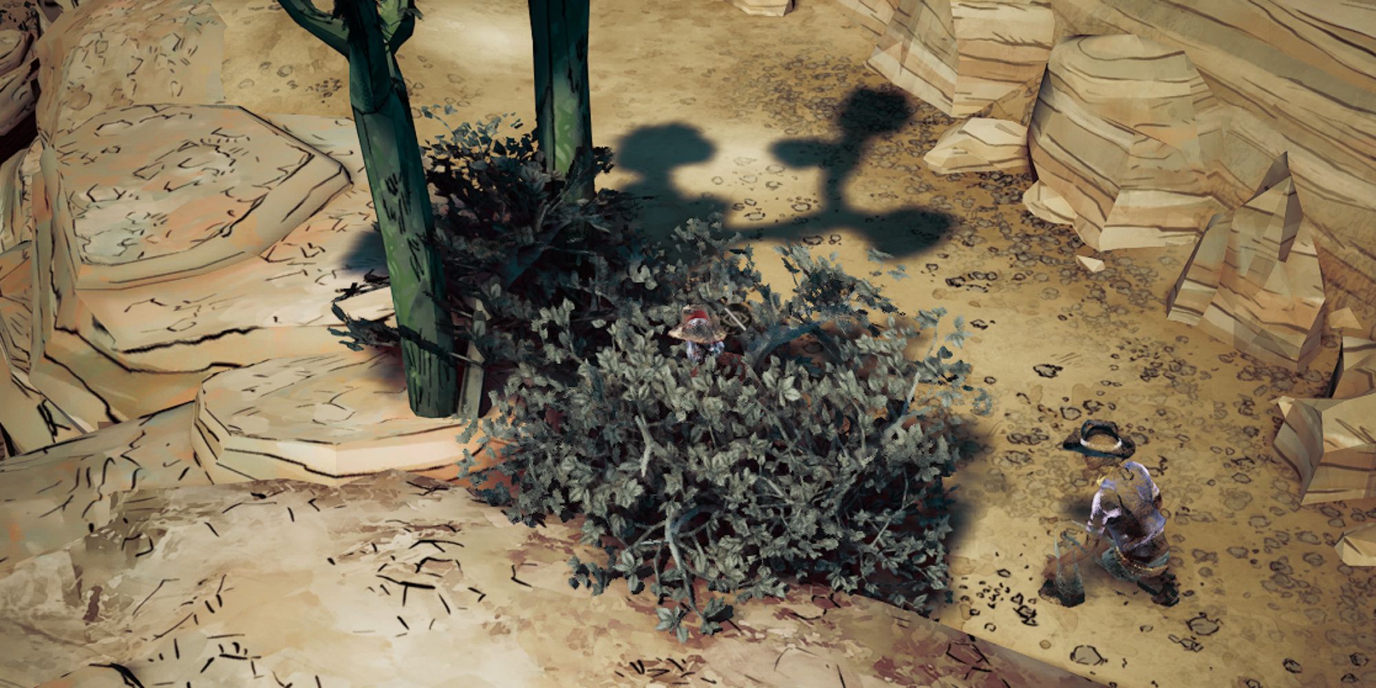 Weird West Screenshot of Jane Hiding In Bush