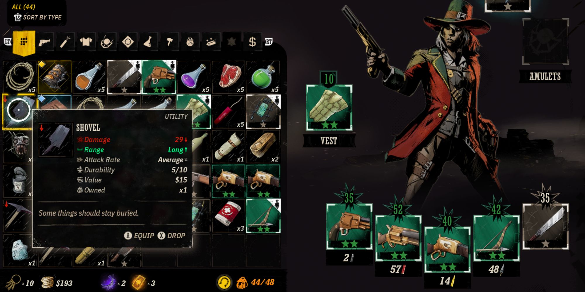 Weird West Screenshot Of Shovel In Inventory