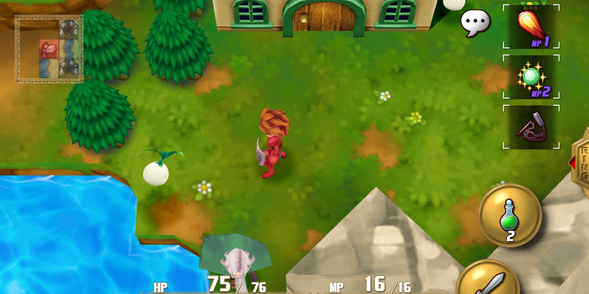 A screenshot showing gameplay in Adventures of Mana
