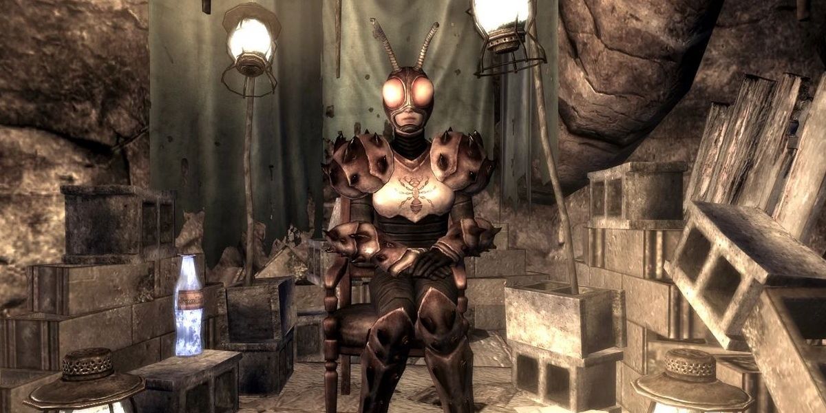 The AntAgonizer on her throne in Fallout 3