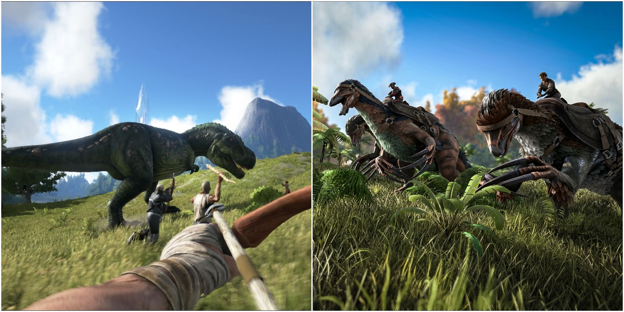 A collage showing scenes from Ark: Survival Evolved