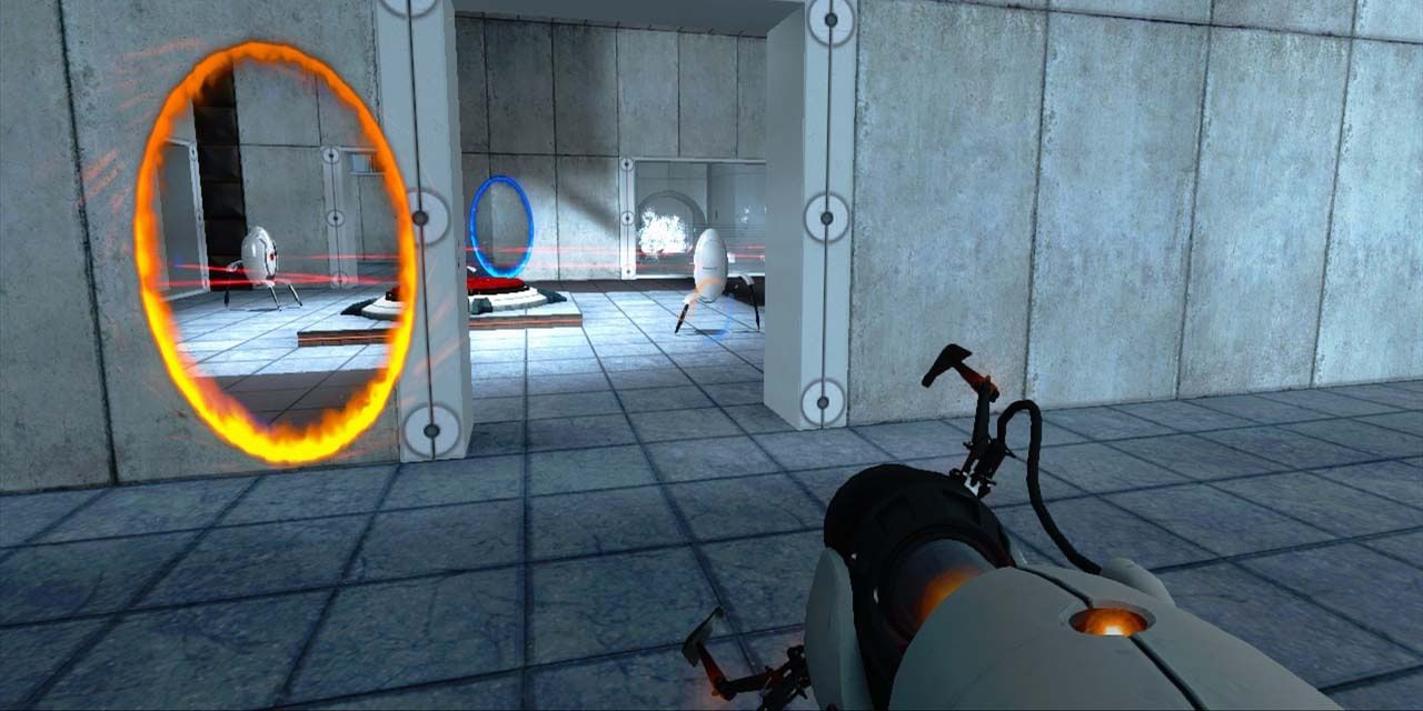 A screenshot showing gameplay in Portal