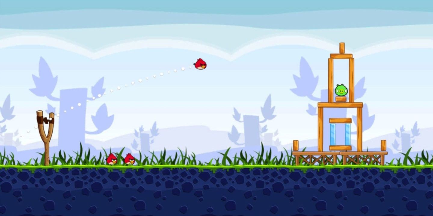 A screenshot showing gameplay in Angry Birds