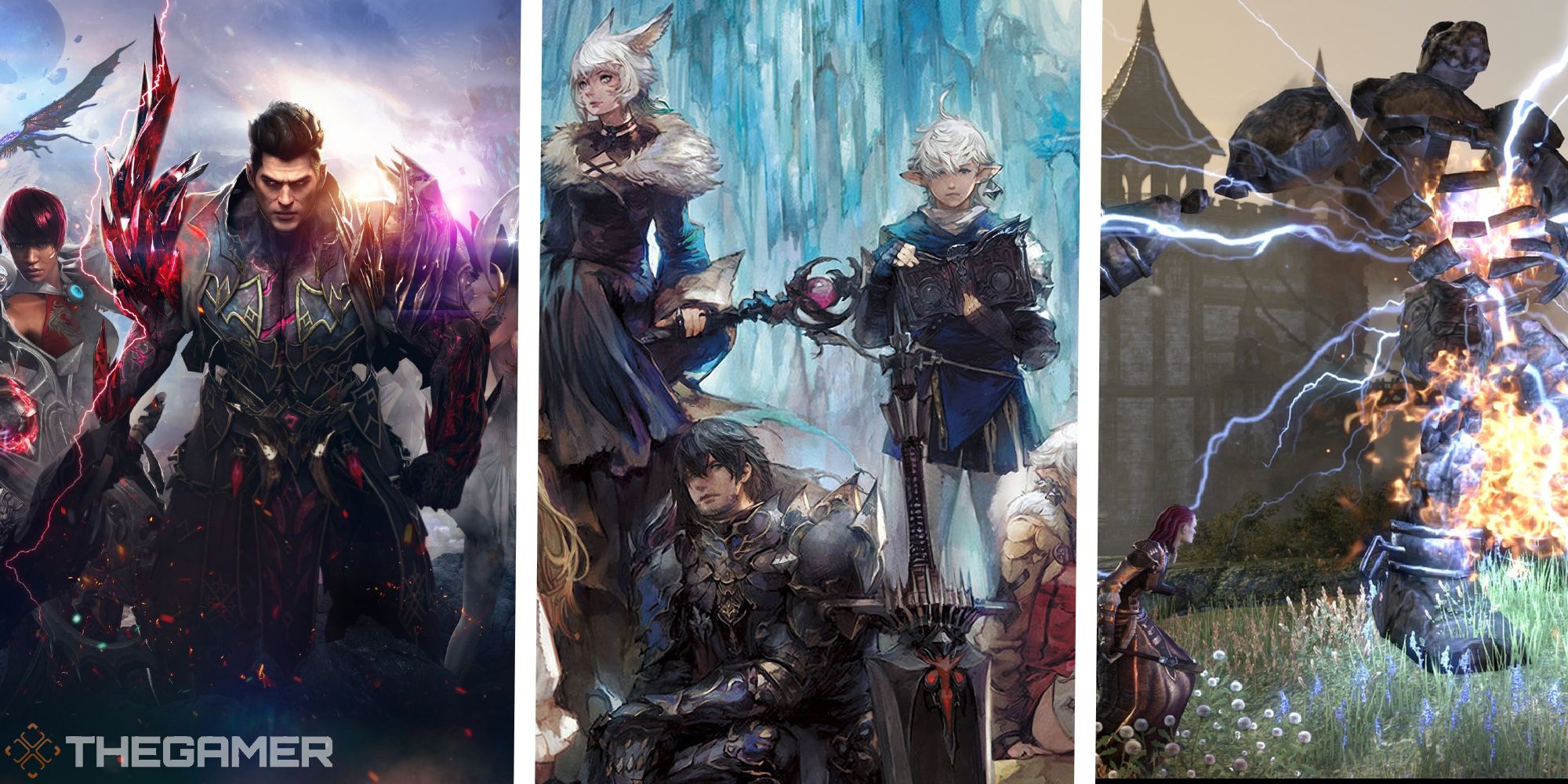 images from lost ark, ffxiv, and elder scrolls online attached side by side