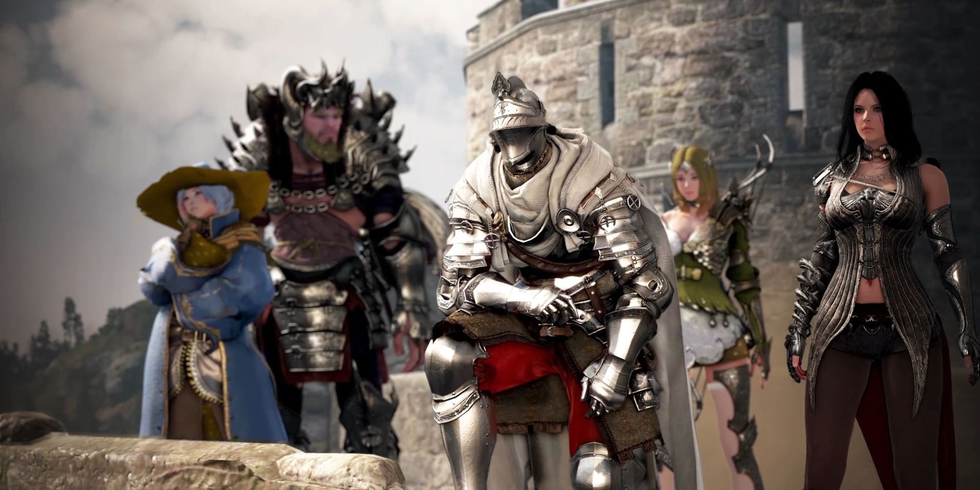 black desert online players standing and looking out over castle