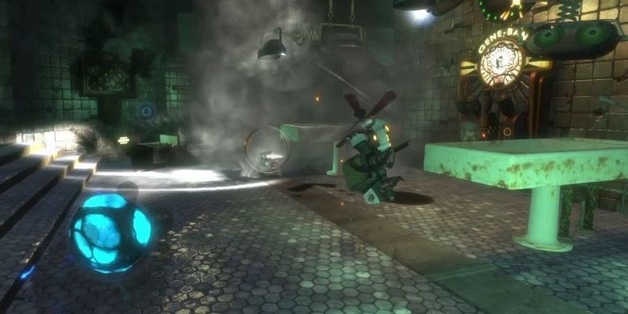Jack controlling a drone with Security Bullseye in BioShock
