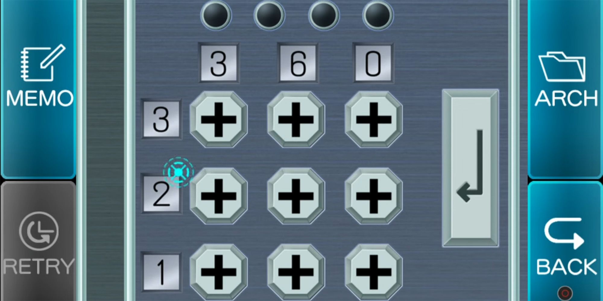 crew quarters locker keypad adding row and column number to enter digit