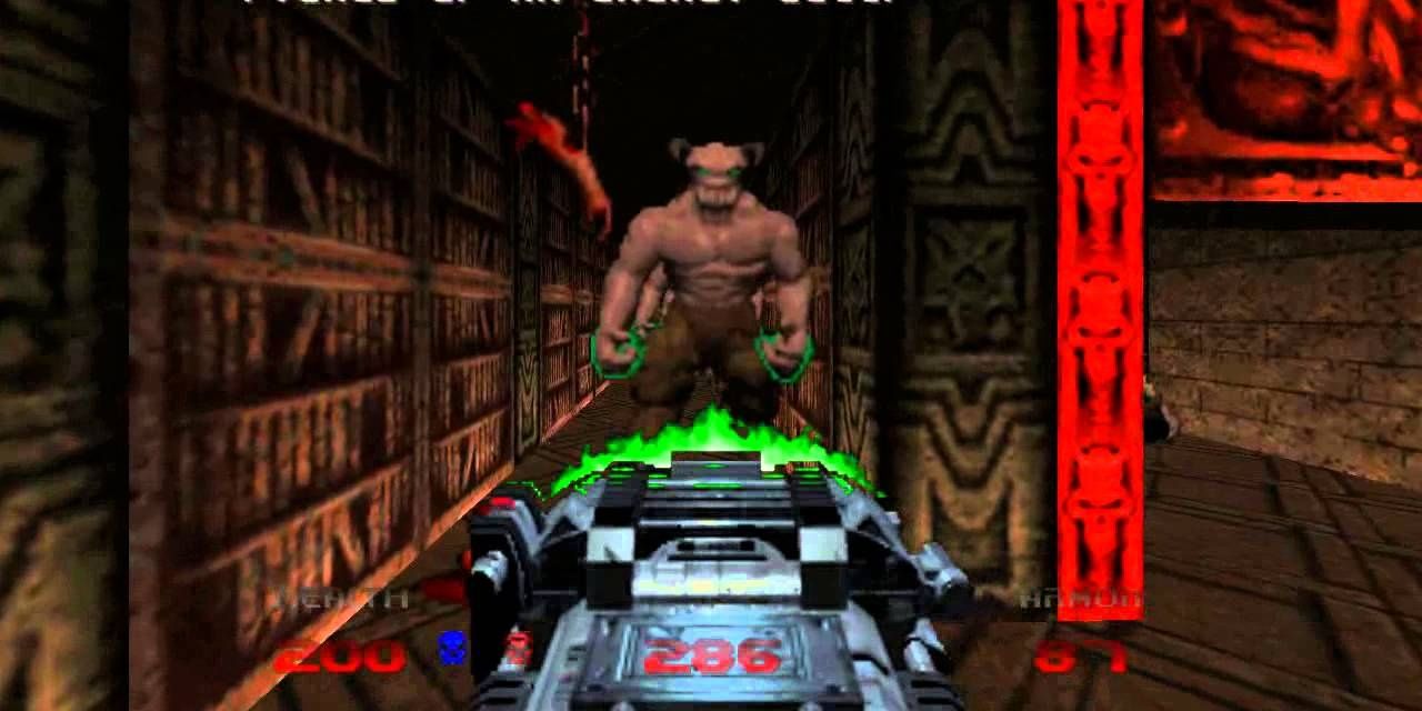 A screenshot showing the Spawned Fear level in Doom 64