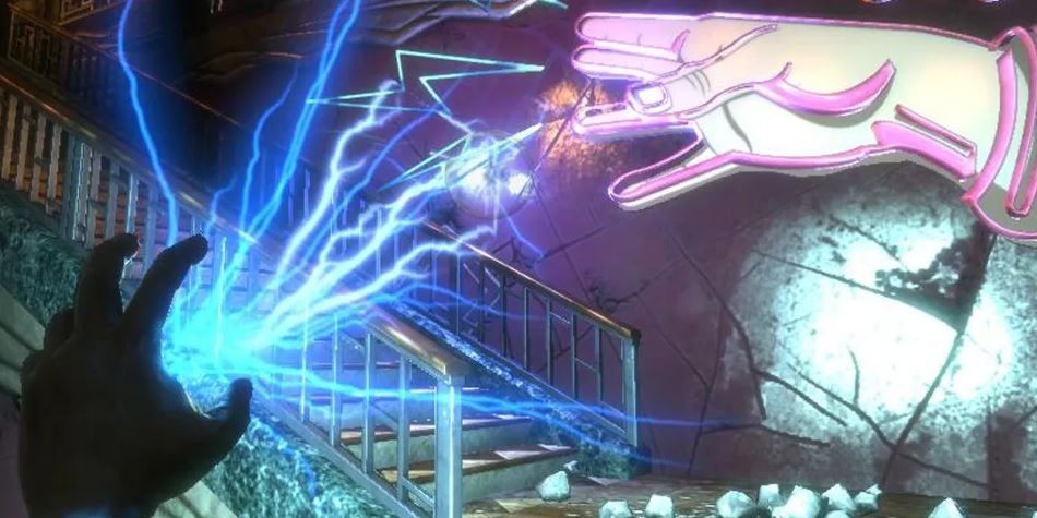 Jack using Electro Bolt in BioShock